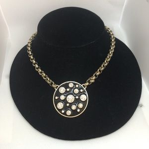 Kiam - Black Enamel Crystal Necklace
